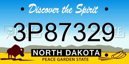 3P87329 North Dakota License Plate