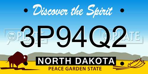 3P94Q2 North Dakota License Plate
