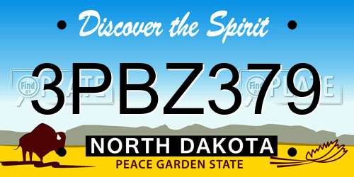 3PBZ379 North Dakota License Plate