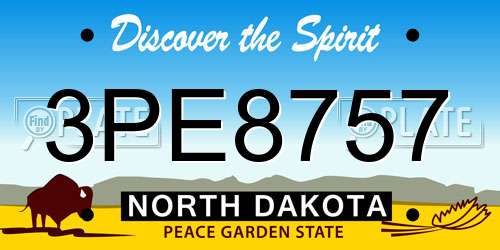 3PE8757 North Dakota License Plate
