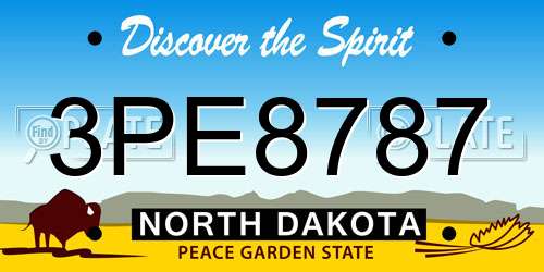 3PE8787 North Dakota License Plate