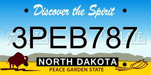 3PEB787 North Dakota License Plate