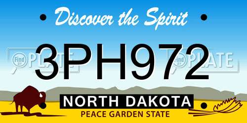 3PH972 North Dakota License Plate