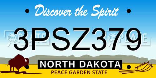 3PSZ379 North Dakota License Plate