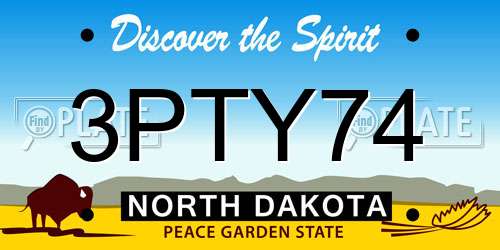 3PTY74 North Dakota License Plate