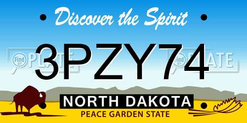 3PZY74 North Dakota License Plate