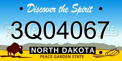 3Q04067 North Dakota License Plate