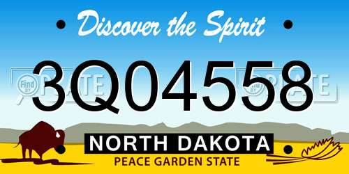 3Q04558 North Dakota License Plate