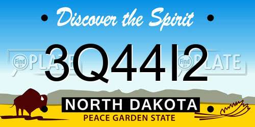 3Q44I2 North Dakota License Plate