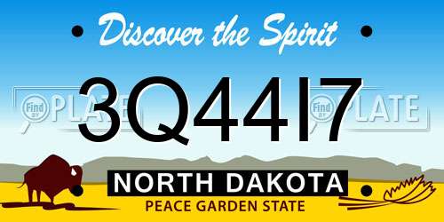 3Q44I7 North Dakota License Plate