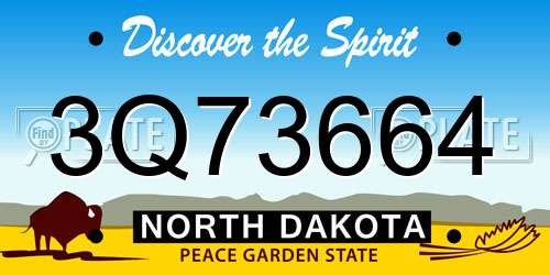 3Q73664 North Dakota License Plate