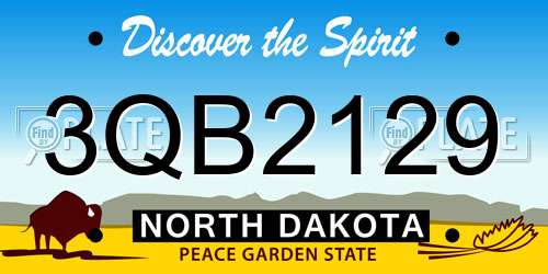 3QB2129 North Dakota License Plate