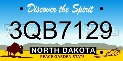 3QB7129 North Dakota License Plate