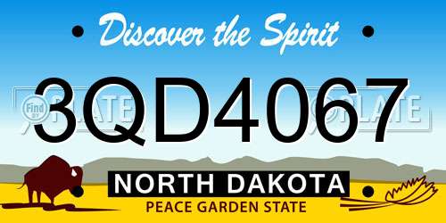 3QD4067 North Dakota License Plate