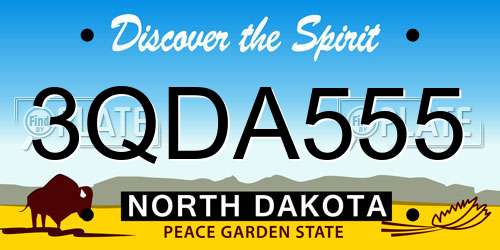 3QDA555 North Dakota License Plate