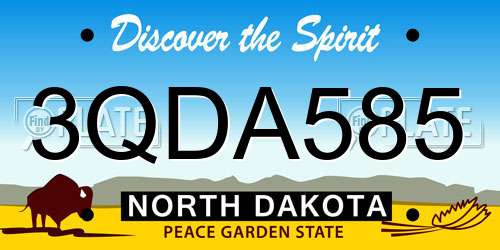 3QDA585 North Dakota License Plate