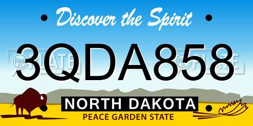 3QDA858 North Dakota License Plate