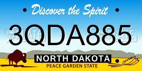 3QDA885 North Dakota License Plate