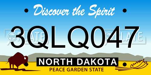 3QLQ047 North Dakota License Plate