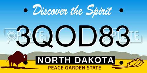3QOD83 North Dakota License Plate