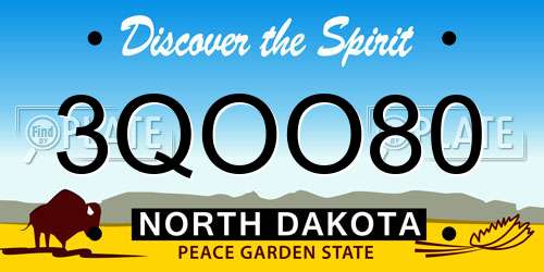3QOO80 North Dakota License Plate