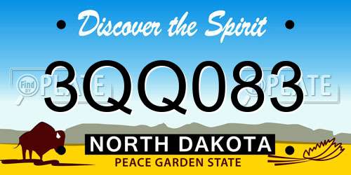3QQ083 North Dakota License Plate