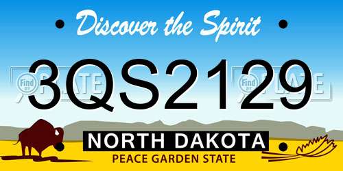 3QS2129 North Dakota License Plate