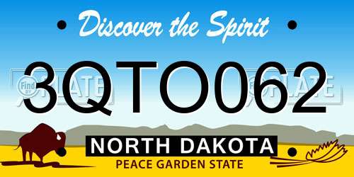 3QTO062 North Dakota License Plate