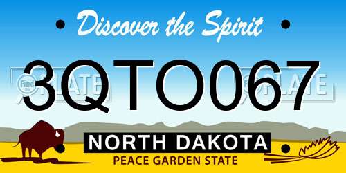 3QTO067 North Dakota License Plate