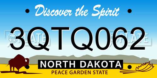 3QTQ062 North Dakota License Plate