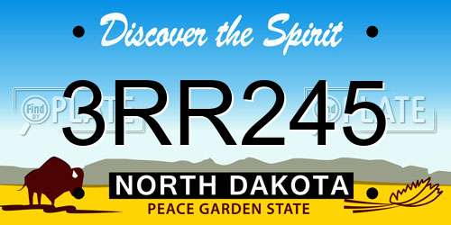 3RR245 North Dakota License Plate