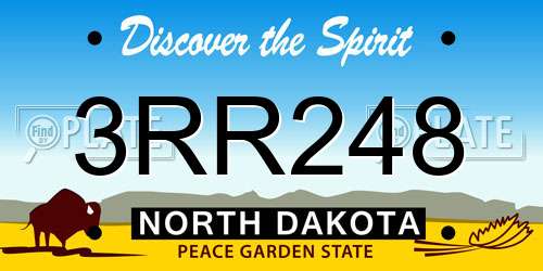 3RR248 North Dakota License Plate
