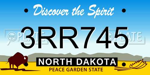 3RR745 North Dakota License Plate