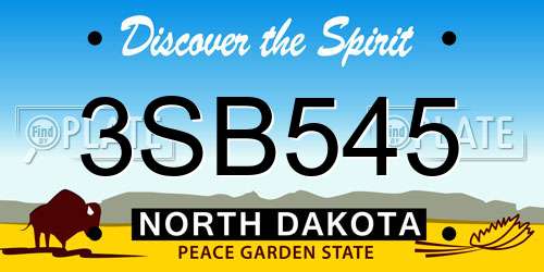 3SB545 North Dakota License Plate