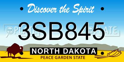 3SB845 North Dakota License Plate