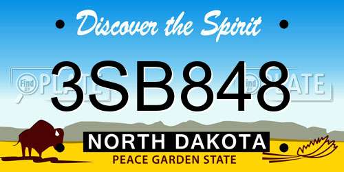 3SB848 North Dakota License Plate