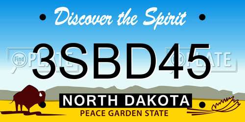 3SBD45 North Dakota License Plate