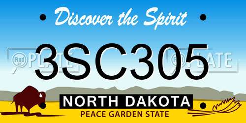 3SC305 North Dakota License Plate