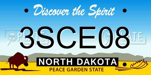 3SCE08 North Dakota License Plate