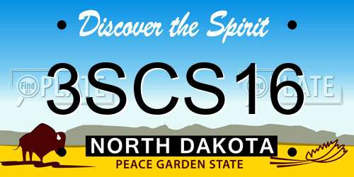3SCS16 North Dakota License Plate