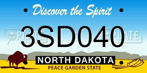 3SD040 North Dakota License Plate