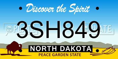 3SH849 North Dakota License Plate