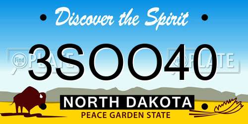 3SOO40 North Dakota License Plate
