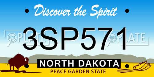 3SP571 North Dakota License Plate