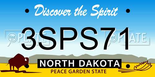 3SPS71 North Dakota License Plate