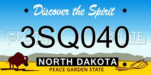 3SQ040 North Dakota License Plate
