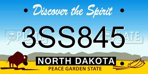 3SS845 North Dakota License Plate