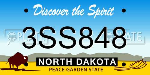 3SS848 North Dakota License Plate