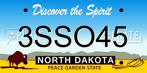 3SSO45 North Dakota License Plate