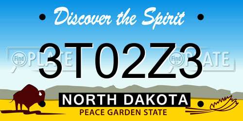 3T02Z3 North Dakota License Plate